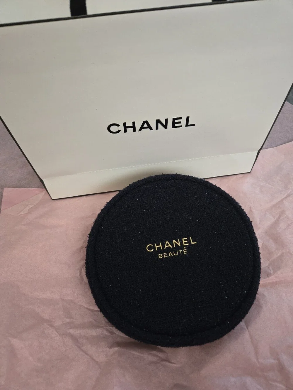 CHANEL Dark Navy BLUE MAKEUP tweed Cosmetics Pouch 6.5